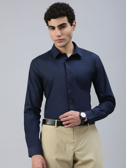Classic Polo - Navy Blue Solid Slim Fit Shirt