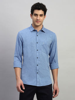 Cantabil - Blue Solid Regular Fit Shirt