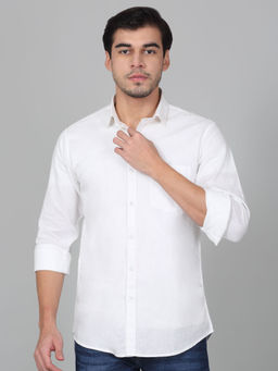 Cantabil - White Solid Regular Fit Shirt