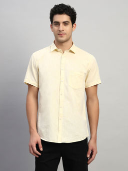 Cantabil - Yellow Solid Regular Fit Shirt