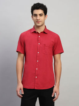 Cantabil - Red Solid Regular Fit Shirt