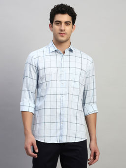 Cantabil - Turquoise Checks Regular Fit Shirt
