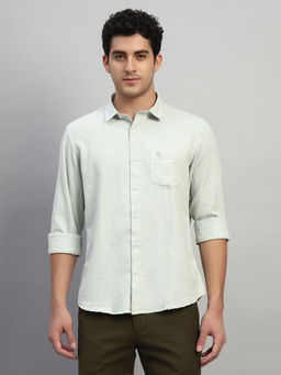 Cantabil - Green Solid Regular Fit Shirt