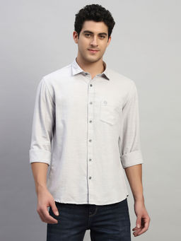 Cantabil - Grey Solid Regular Fit Shirt