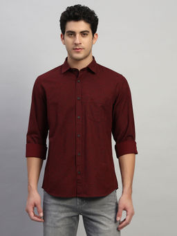 Cantabil - Maroon Printed Regular Fit Shirt