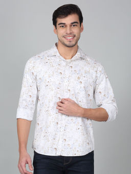 Cantabil - White Printed Regular Fit Shirt