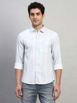 Cantabil - Turquoise Stripes Regular Fit Shirt