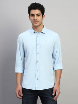Cantabil - Turquoise Solid Regular Fit Shirt