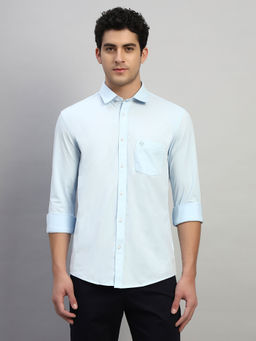 Cantabil - Turquoise Solid Regular Fit Shirt