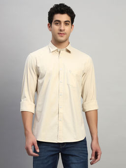Cantabil - Cream Solid Regular Fit Shirt