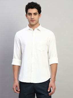 Cantabil - White Solid Regular Fit Shirt