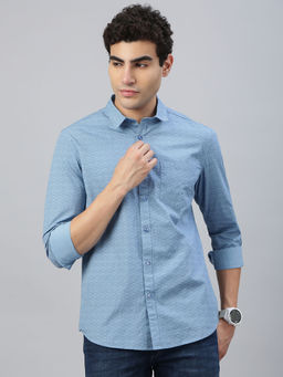 Classic Polo - Blue Printed Slim Fit Shirt