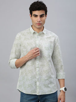 Classic Polo - Green Printed Slim Fit Shirt