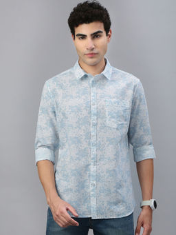 Classic Polo - Blue Printed Slim Fit Shirt