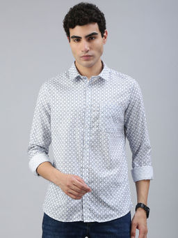 Classic Polo - Blue Printed Slim Fit Shirt