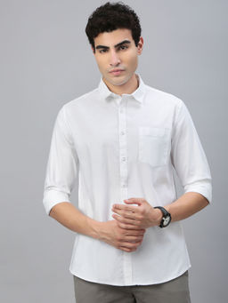 Classic Polo - White Solid Slim Fit Shirt
