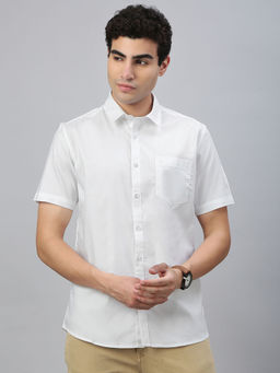 Classic Polo - White Solid Slim Fit Shirt