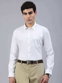 Classic Polo - White Solid Slim Fit Shirt