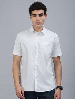 Classic Polo - White Solid Slim Fit Shirt