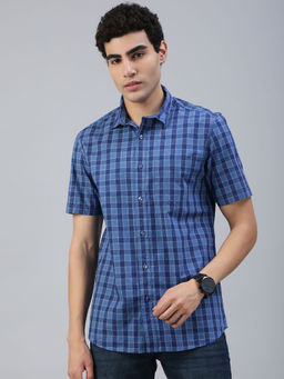 Classic Polo - Blue Checks Slim Fit Shirt