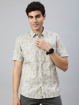 Classic Polo - Grey Printed Slim Fit Shirt