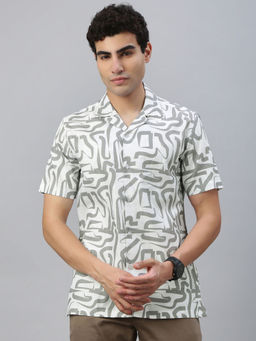 Classic Polo - White Printed Slim Fit Shirt