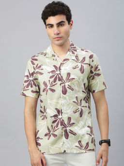 Classic Polo - Green Printed Slim Fit Shirt