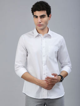 Classic Polo - White Solid Slim Fit Shirt