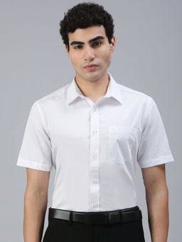Classic Polo - White Solid Slim Fit Shirt