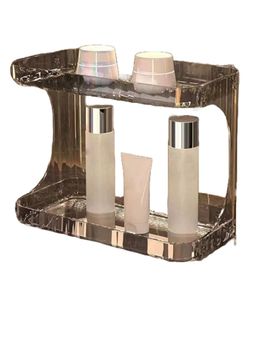 Silver Martini - Makeup Organizer, 2-Tier Grey Spinning Skincare & Vanity Shelf