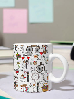DecorTwist - Printed Ceramic Coffee Mug White