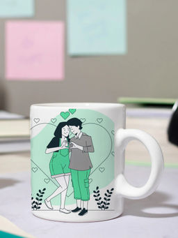 DecorTwist - Printed Ceramic Coffee Mug Green & White