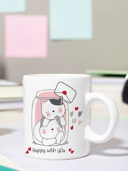 DecorTwist - Printed Ceramic Coffee Mug White