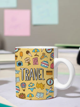 DecorTwist - Printed Ceramic Coffee Mug Mustard