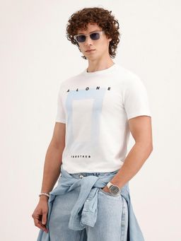 WROGN - Men White Pure Cotton Printed 1 T-Shirt