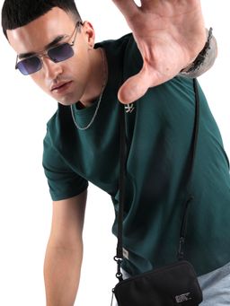 WROGN - Men Green Pure Cotton Solid/Plain 1 T-Shirt