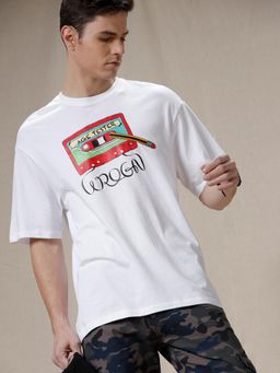 WROGN - Men White Pure Cotton Printed 1 T-Shirt