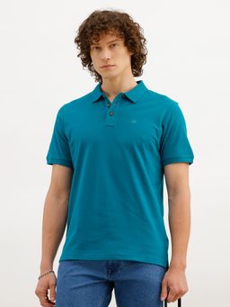 WROGN - Men Green Cotton Blend Solid/Plain 1 Polo T-Shirt