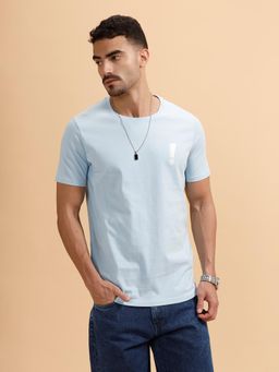 WROGN - Men Blue Pure Cotton Printed 1 T-Shirt