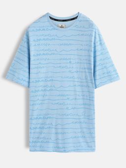 WROGN - Men Blue Pure Cotton Printed 1 T-Shirt