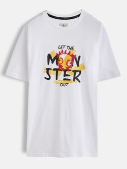 WROGN - Men White Pure Cotton Printed 1 T-Shirt