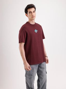 WROGN - Men Maroon Pure Cotton Printed 1 T-Shirt
