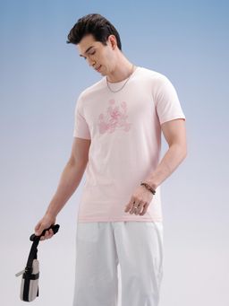 WROGN - Men Pink Pure Cotton Printed 1 T-Shirt