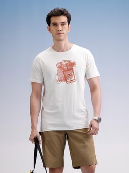 WROGN - Men Off White Pure Cotton Printed 1 T-Shirt
