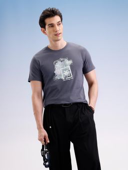 WROGN - Men Grey Pure Cotton Printed 1 T-Shirt