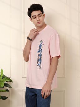 WROGN - Men Pink Pure Cotton Printed 1 T-Shirt