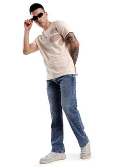 WROGN - Men Beige Pure Cotton Printed 1 T-Shirt