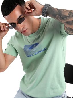 WROGN - Men Green Pure Cotton Printed 1 T-Shirt