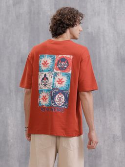 WROGN - Men Rust Pure Cotton Printed 1 T-Shirt