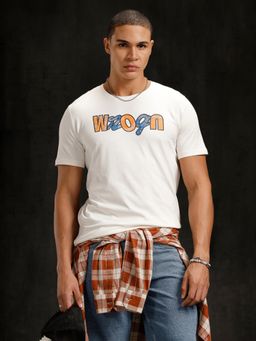 WROGN - Men White Pure Cotton Printed 1 T-Shirt